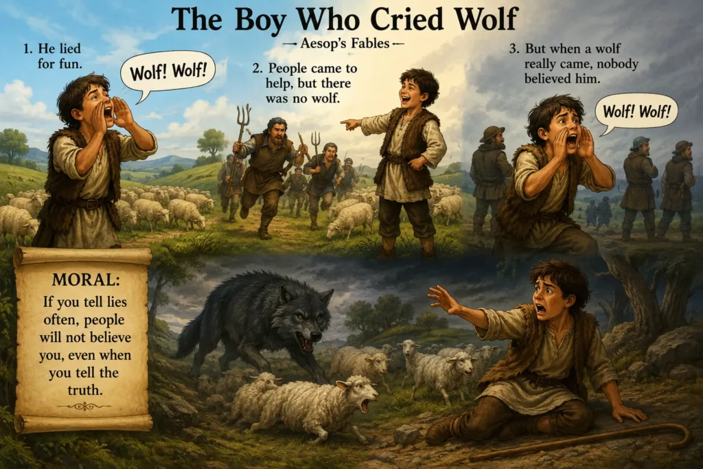 Dialog on The Boy Who Cried Wolf (Aesop’s Fables - ঈশপের গল্প)