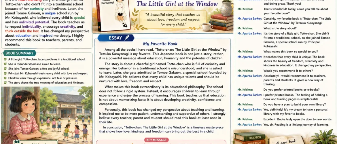 My Favorite Book paragraph, essay, and IELTS-style dialogue