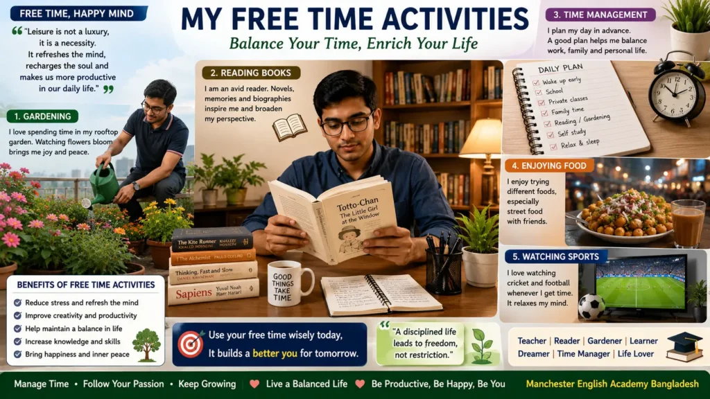 My Free Time Activities – IELTS Speaking Cue Card, Advanced Essay & Paragraph with Tips vocabulary and more