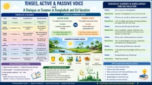 Tenses, Active and Passive Voice, and a Dialogue on Summer in Bangladesh and Eid Vacation
