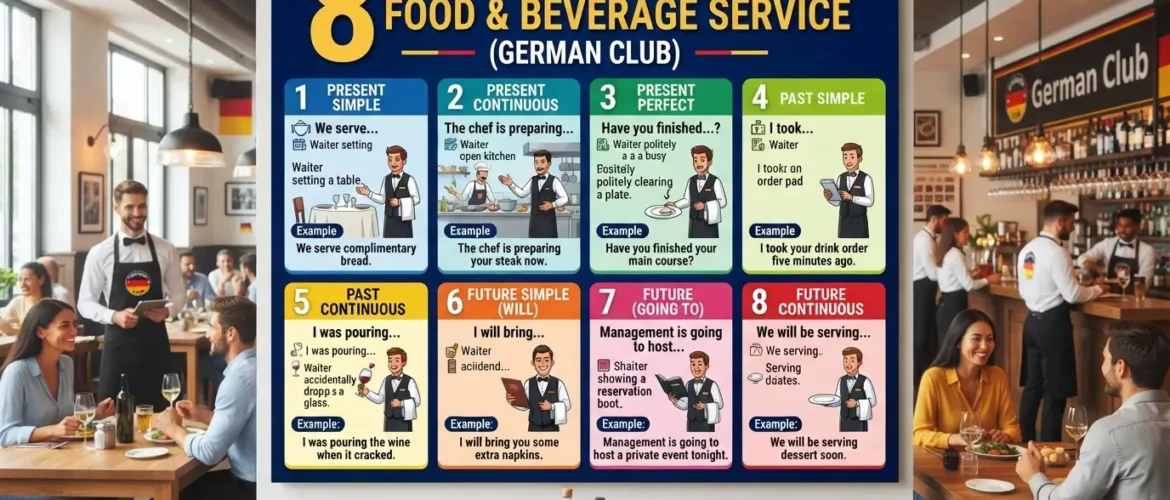 8 English Tenses for Food and Beverage Restaurant Service