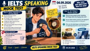 IELTS SPEAKING MOCK TEST 04.09.2026 Names, Memories & Personal Objects Describe something old that you own and still use Old Things & Modern Society